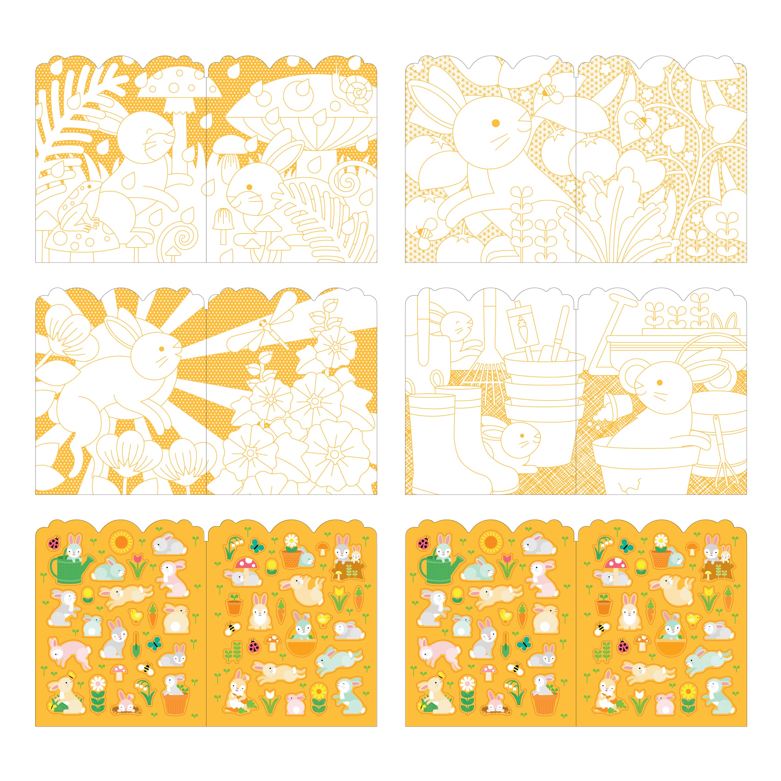 Bunnies Coloring Book + Stickers