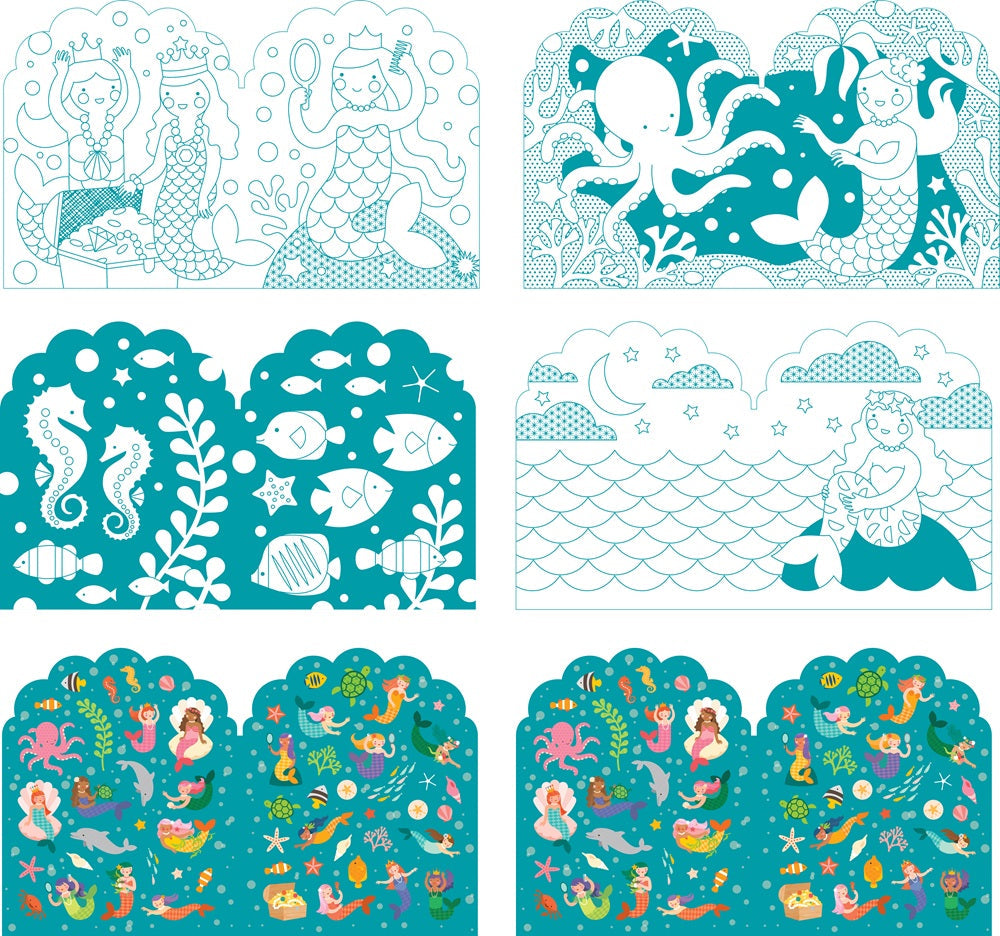 Coloring Book With Stickers: Mermaids