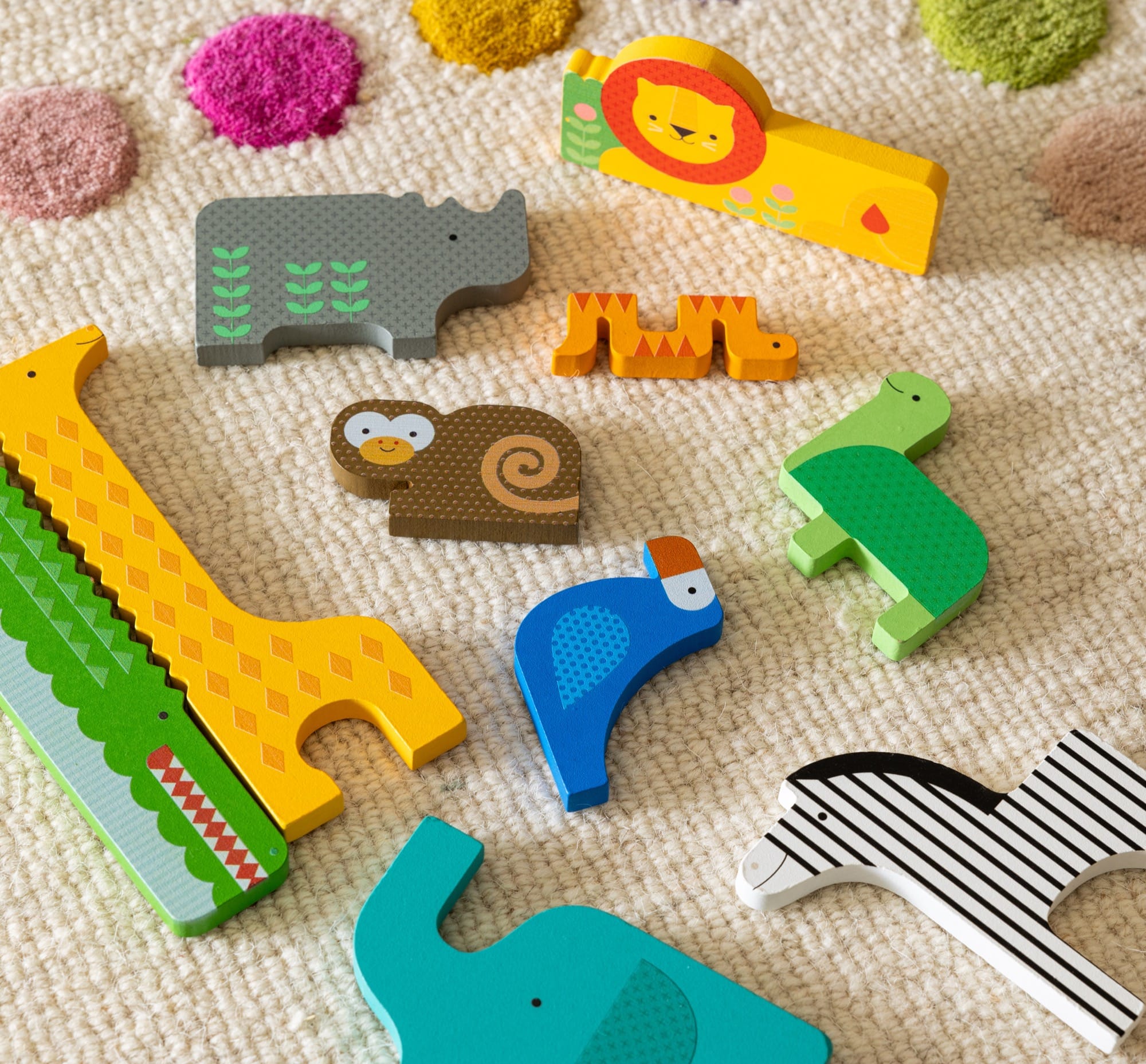 Wooden Puzzle + Play Shaped Safari Animals
