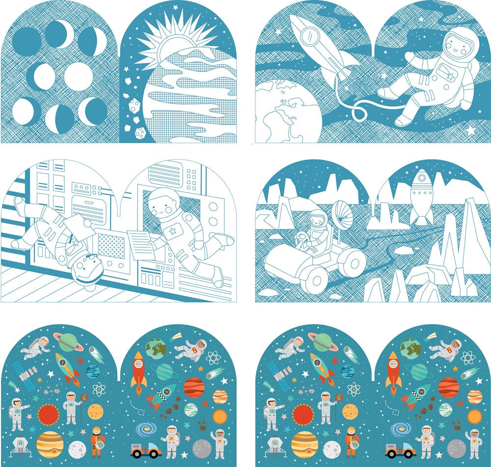 Coloring Book With Stickers: Outer Space